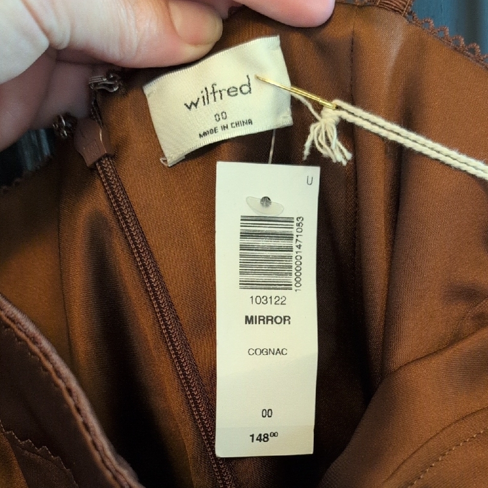 Wilfred Chocolate Satin Midi Dress - Picture 2 of 11